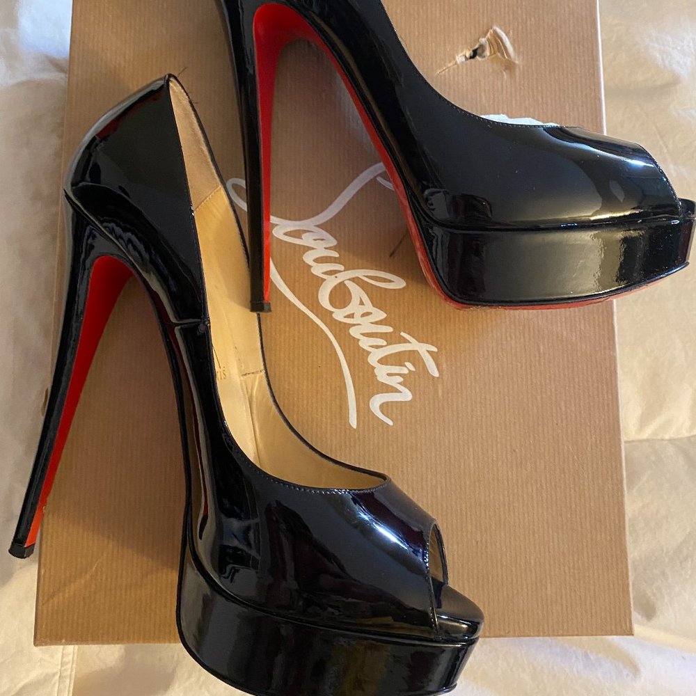 Christian louboutin Heels lady peep 150 patent Calf Black ,  Size 40